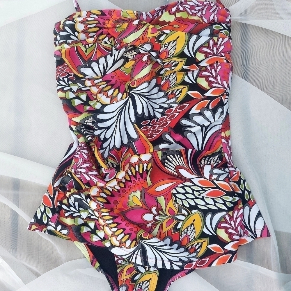 Bikini bay one piece multi color floral design